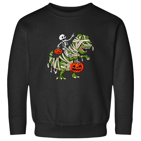 Discover Skeleton Riding Mummy TRex Halloween Sweatshirts