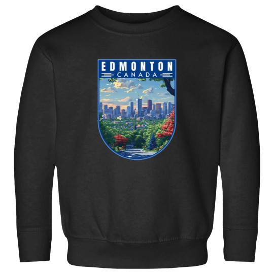 Discover edmonton in alberta canada retro travel art landcape 1 Sweatshirts