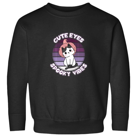 Discover Funny Cute Eyes Spooky Vibes Kawaii Cat Halloween Costume   T-Shirt Sweatshirts