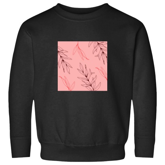 Discover Pink Red Tropical Leaves Line Drawing   T-Shirt Sweatshirts