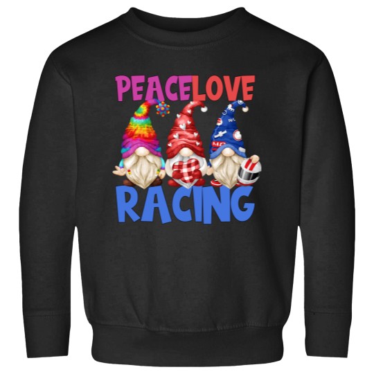 Discover Race Car Driver Funny Gnomes For Women Peace Love Racing Sweatshirts