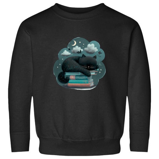 Discover Black Cat sleep with the moon Sweatshirts