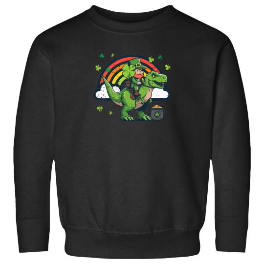 Discover Kids-St-Patricks-Day-Leprechaun-On-Dino-Saint-Pattys-Toddler-Boys-T-Shirt Sweatshirts