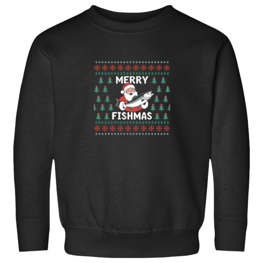 Discover Fisherman-Funny-Christmas-Pajama-Merry-Fishmas-Ugly-Fishing-Active-T-Shirt Sweatshirts