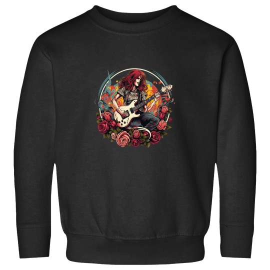 Discover woman playing guitar zombies and roses Sweatshirts