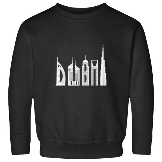 Discover Dubai Skyline Famous Buildings Typography Sweatshirts