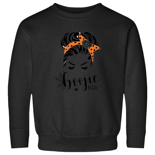 Discover Boojie Mom Messy Bun skulls Mom Monsters halloweens Sweatshirts