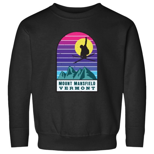 Discover skis Mount Mansfield Vermont Retro Sunset actives Sweatshirts