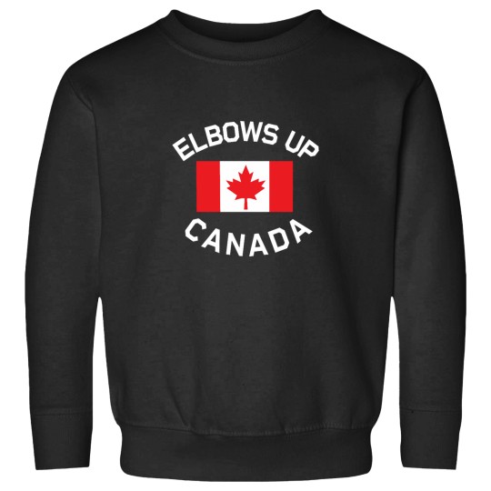Discover Elbows Up Buy Canadian Logo  with Canadian flags Sweatshirts