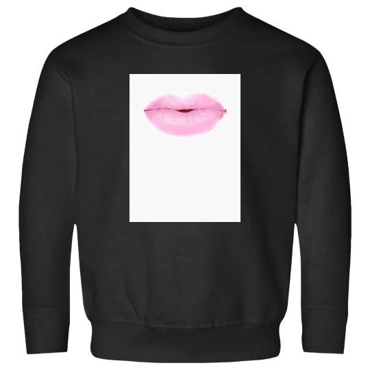 Discover Soft Pink Cute Thick Lips Watercolor Painting Baseball ¾ Sleeve Sweatshirts