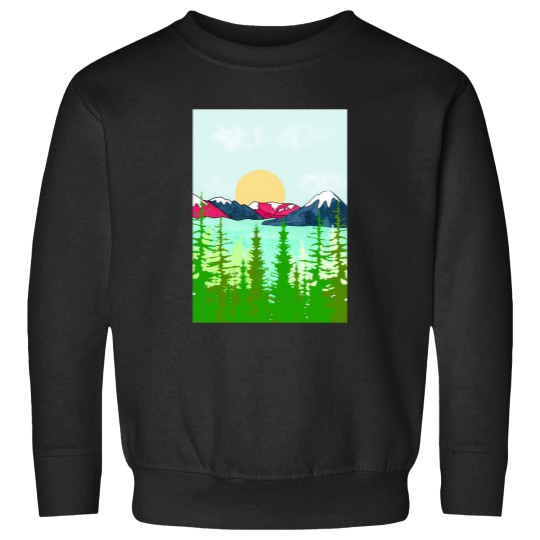 Discover Pink And Blue Mountain Spring Active T-Shirt 1568 Sweatshirts