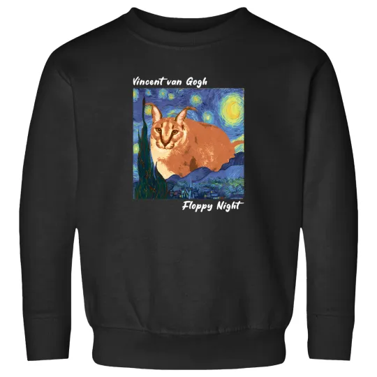 Discover Big-Floppa-X-Starry-Night-Art-Meme T-Shirt Sweatshirts