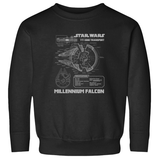 Discover Millennium Falcon Grey Schematics Sweatshirts