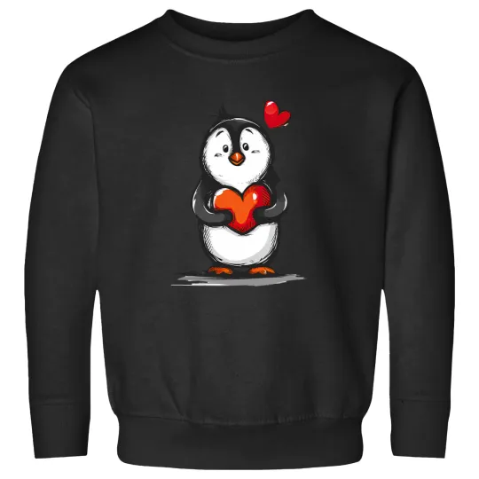Discover Valentines Day Penguin Holding A Red Heart, Penguin Valentine Active T Tee Sweatshirts
