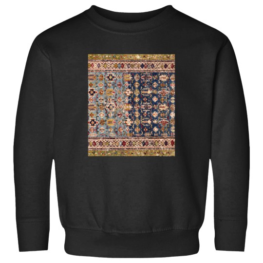 Discover Dusty Blue Green Kuba 19th Century  Colorful Yellow Bands Rug Sweatshirts