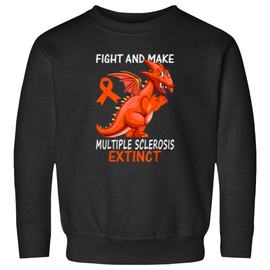 Discover Multiple Sclerosis Awareness Orange Ribbon Funny Dinosaur Sweatshirts