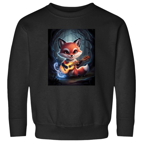 Discover Fox Portrait playing guitar musical character fantasy whimsical Sweatshirts