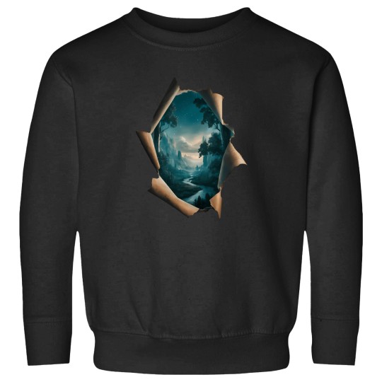 Discover Forest-Scene-That-Peeks-Through-Rip--Ped T-Shirt Sweatshirts