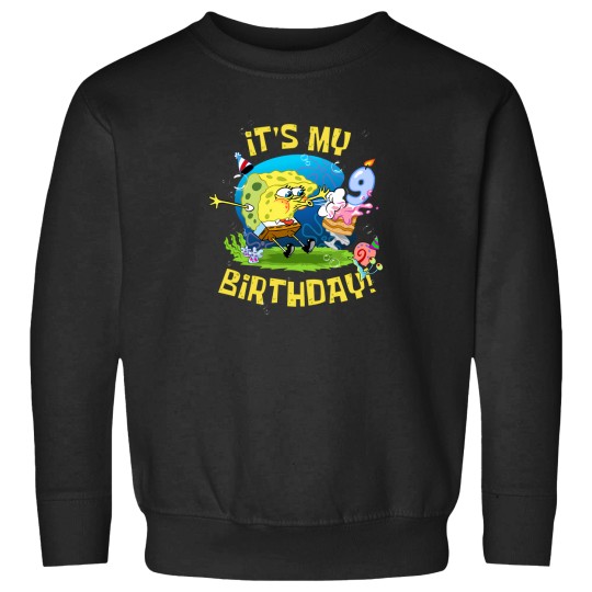 Discover Mademark-X-Spongebob-Squarepants---Spongebob-It'S-My-9Th-Birthday-Cake-Nine-Years-Spongebob-Long-Sleeve-T-Shirt Sweatshirts