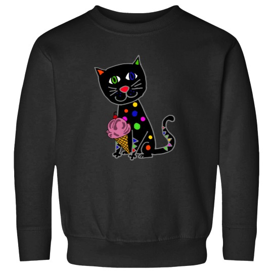 Discover Smilepetsa Black Cat Eating Ice Cream Cone Sweatshirts