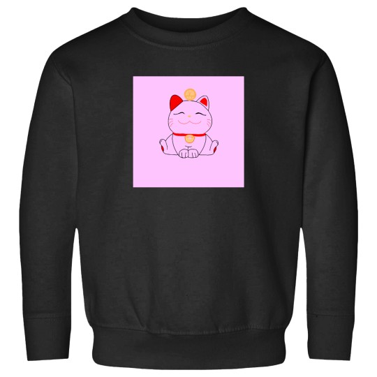 Discover Good-Luck-Maneki-Neko-Cat-On-Pink T-Shirt Sweatshirts