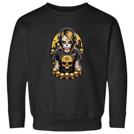 Discover Sugar Skull Girl in Black with Golden Skulls (Signature Series 3 of 5) Sweatshirts
