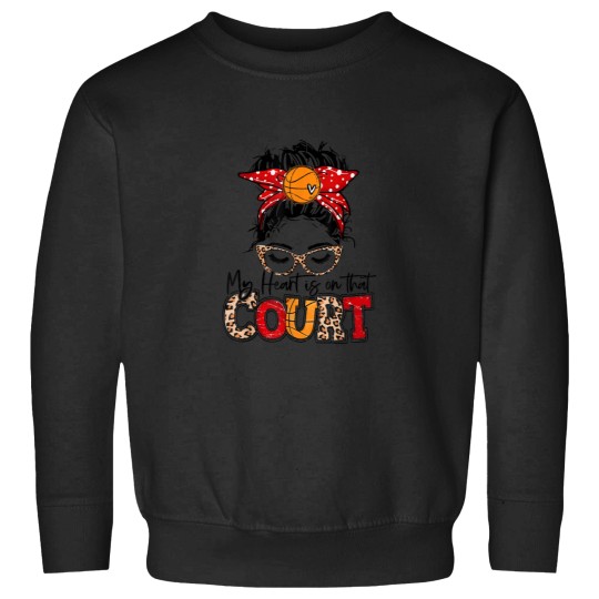 Discover My heart is on that court basketball Leopard Bas Sweatshirts