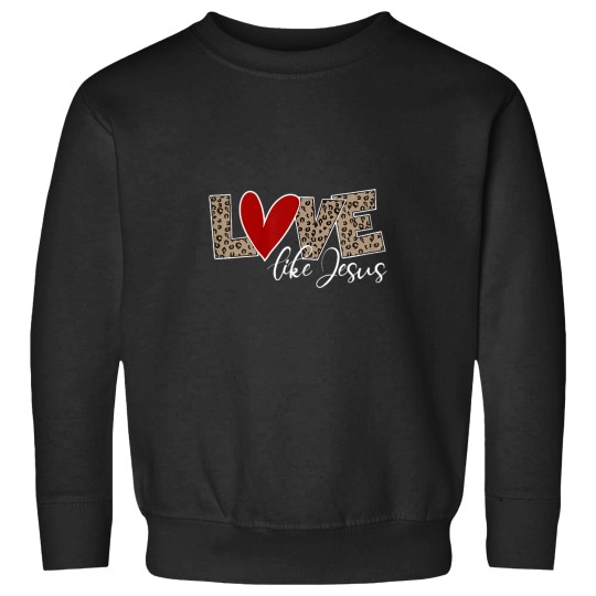 Discover Womens loves Like Jesuss Leopard Print Valentines Day Classic Sweatshirts
