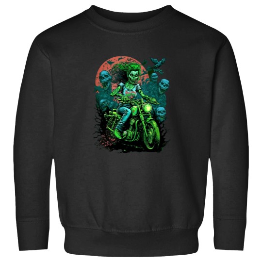 Discover Zombie Girl riding a motorcycle.png American Chopper.png Sweatshirts