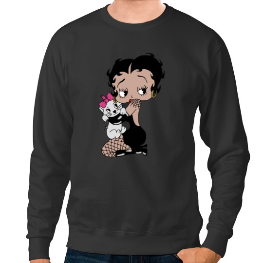 Discover Betty Boop cuddling kitty cat Sweatshirts