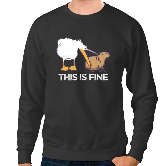 Discover This is fine Meme funny Capybara dog Pelican Nihilism Joke Sweatshirts