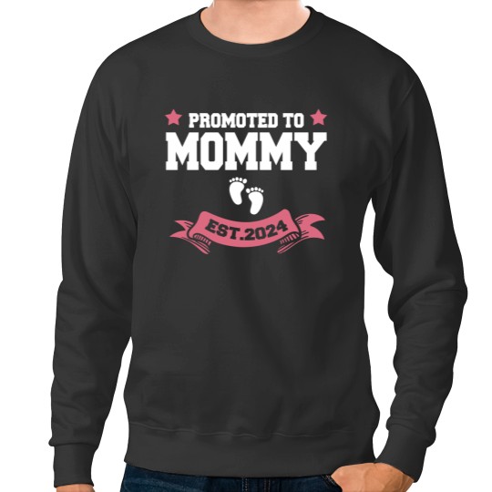 Discover Promoted To Mommy 2024 New Mom Pregnancy Announcement Funny Classic Sweatshirts