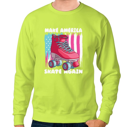 Discover 80s Roller Skate American Flag Cartoon Sweatshirts