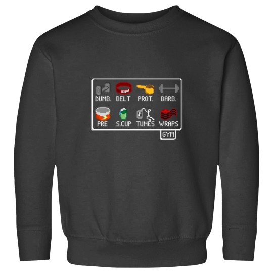 Discover The Lifter_s Inventory - Gym Equipment Pixel Art Sweatshirts