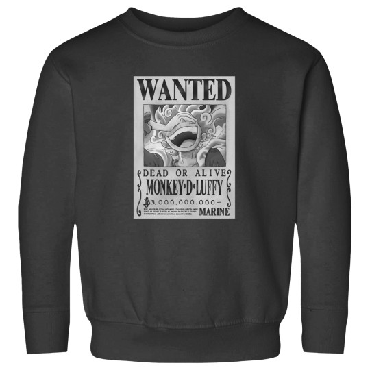 Discover Monkey D Luffy Wanted BountyJoyboy Gear 5 Black And White Sweatshirts