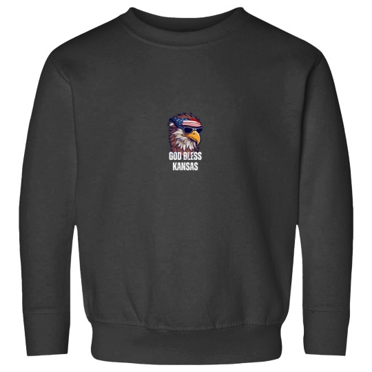 Discover God Bless Kansas Patriotic Bald Eagle American Flag 3409 Sweatshirts