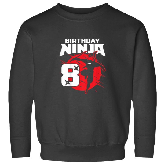 Discover Kids Birthday Ninja 8th Birthday Little Ninja Is 8 Year Old Boys Sweatshirts