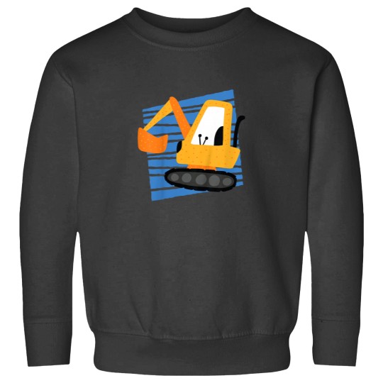 Discover Kids Construction Excavator Machine Cartoon Graphic for Sweatshirts