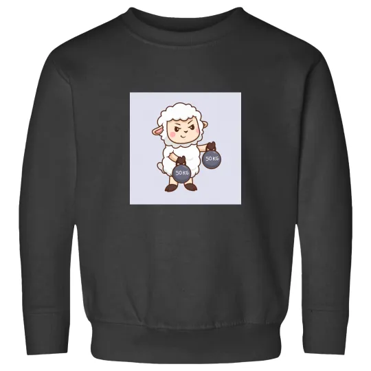Discover EweFit Cute Sheep Lifting Kettlebell Cartoon Vector Icon Sweatshirts