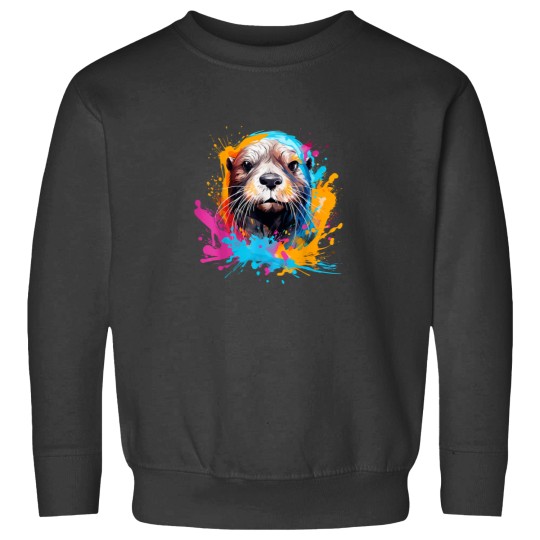 Discover Sea Otter Animals Lover Colorful Splash Art Sweatshirts