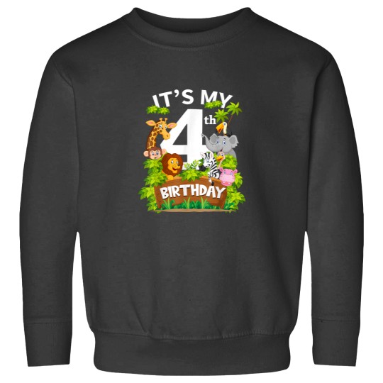 Discover Its My 4th Birthday Zoo Animal Cute 4 Year Old Birthday Sweatshirts