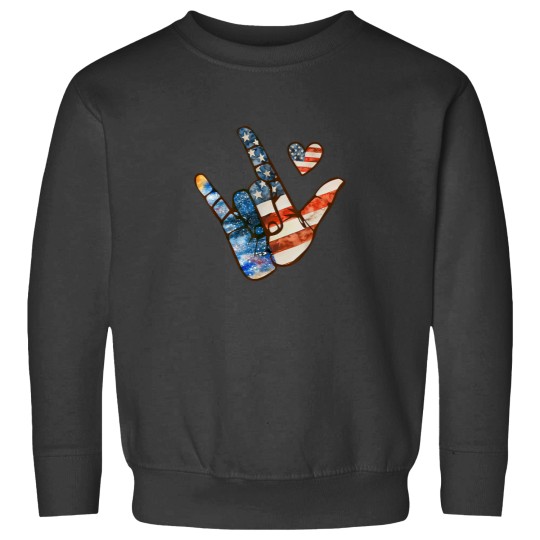Discover I Love You Hand Sign ASL Happy July 4th Patriotic American Sweatshirts