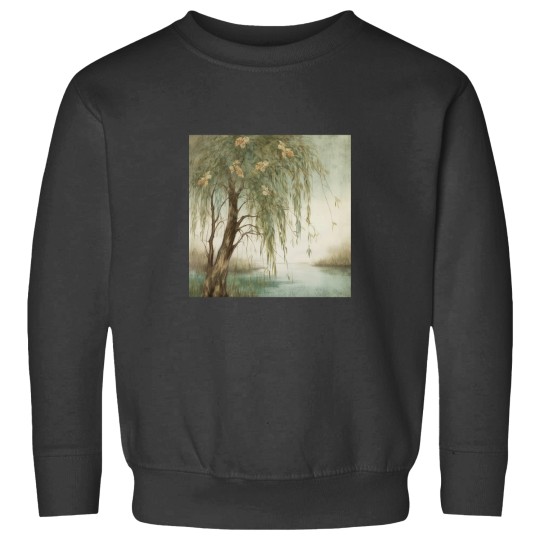 Discover Golden Wattle by the Lake Canvas Art Long Sweatshirts
