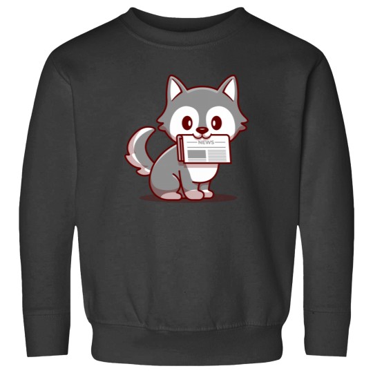 Discover Cute Wolf With Newspaper T-Shirt Sweatshirts