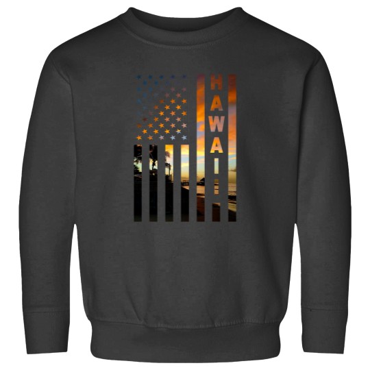 Discover Hawaii Sunset American Flag Honolulu Hawaiian Island Sweatshirts