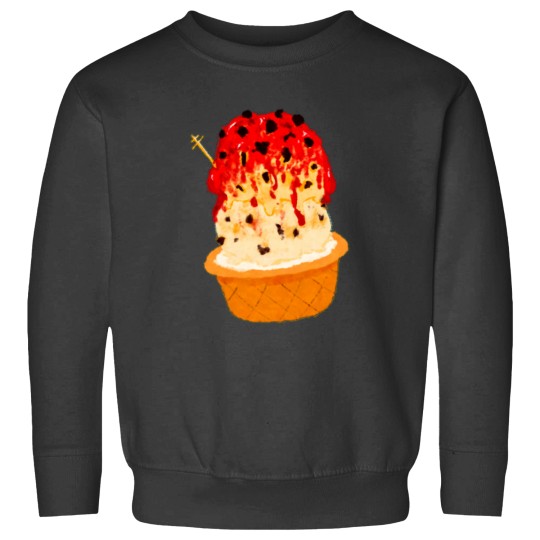 Discover 3 SCOOP ICECREAM TOPPED WITH STRAWBERRY SYRUP IN A WAFFLE CONE CUP Active Sweatshirts