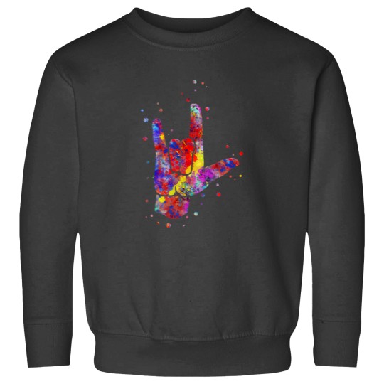 Discover I Love You ASL Sign Language Watercolor Sweatshirt