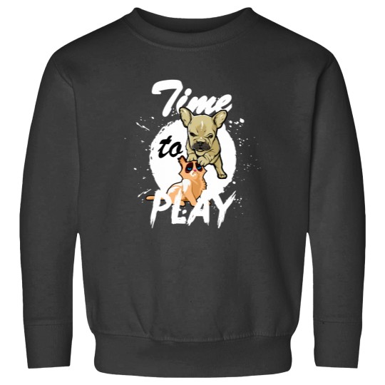 Discover TIME TO PLAY cute annoying puppy dog unhappy cat (light) Sweatshirts