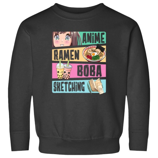 Discover Anime Ramen Boba Sketching Kawaii Anime Lover Merch Gift Sweatshirts