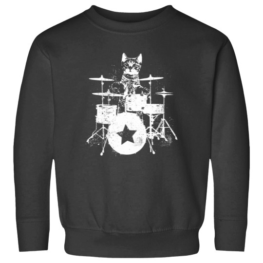 Discover Rockstar Kitty beats Drums in black Classic Sweatshirts